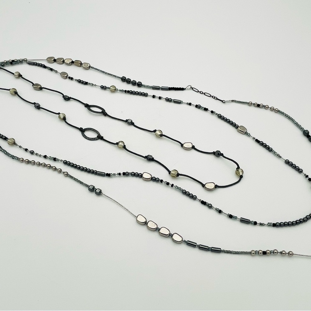 N2097 Silpada 925 Sterling Multi Strand Hematite Seed Bead Dewdrops Necklace